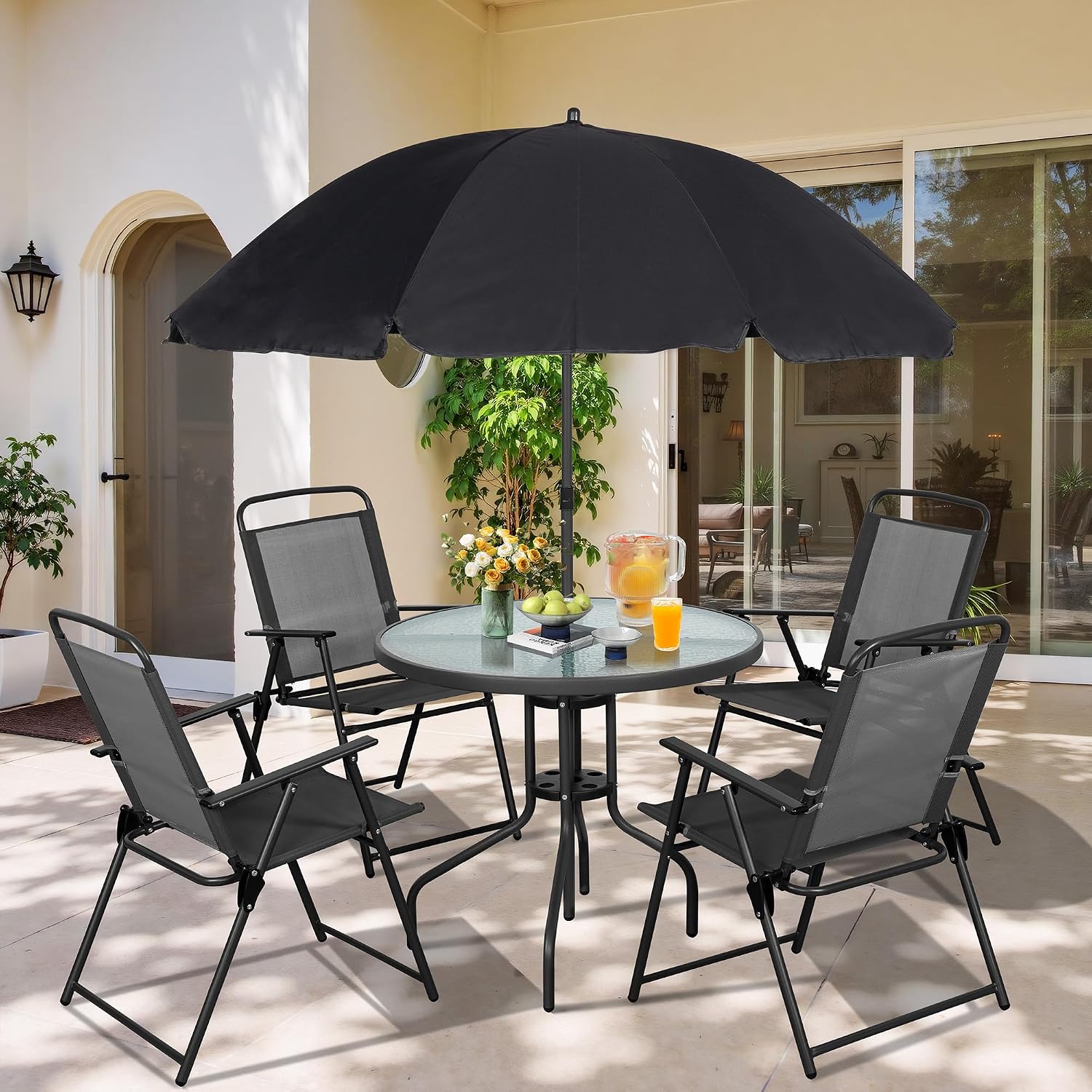 Outdoor Furniture Polywood - طقم طعام معدني للفناء الخارجي مع