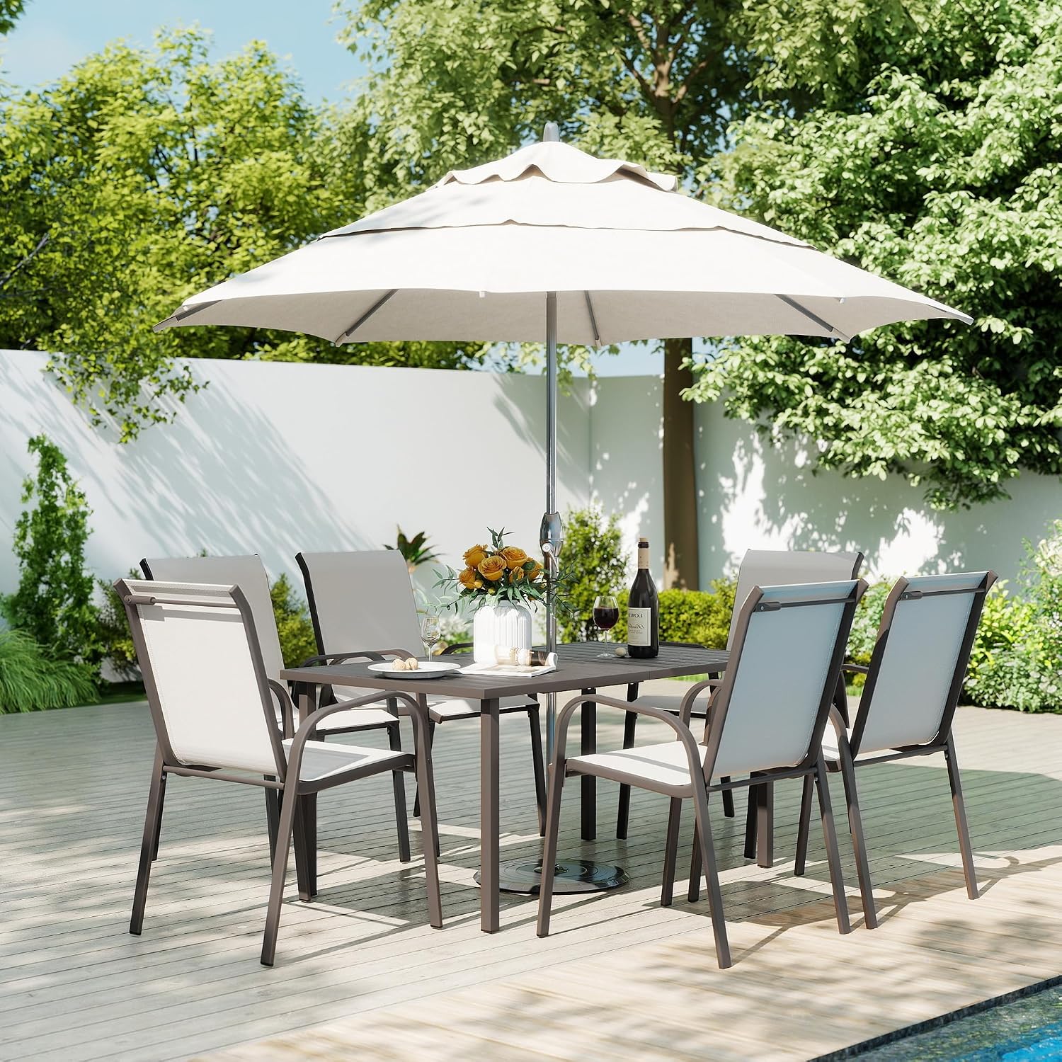 Outdoor Furniture Quick Dry - طقم طعام خارجي للفناء، 6 كراسي