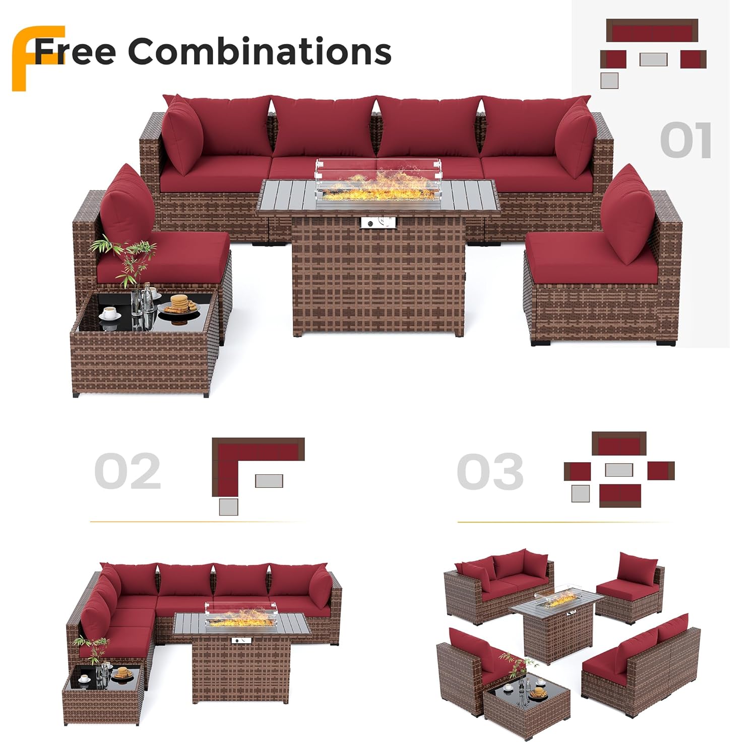 طقم أريكة من 8 قطع مصنوع من ال - مراجعة Outdoor Furniture With Fire Pit وسعره