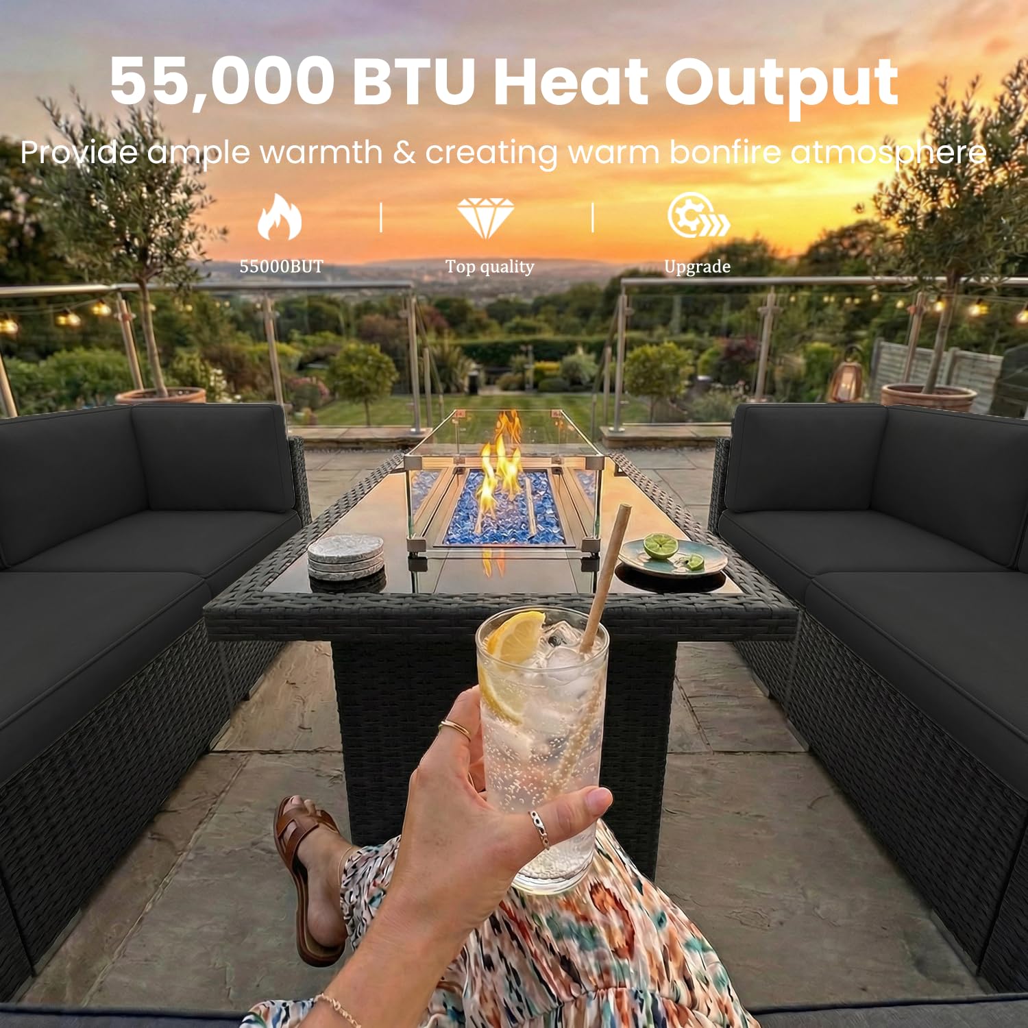 طقم أثاث فناء من 8 قطع مع طاول - مراجعة Outdoor Furniture With Fire Pit وسعره