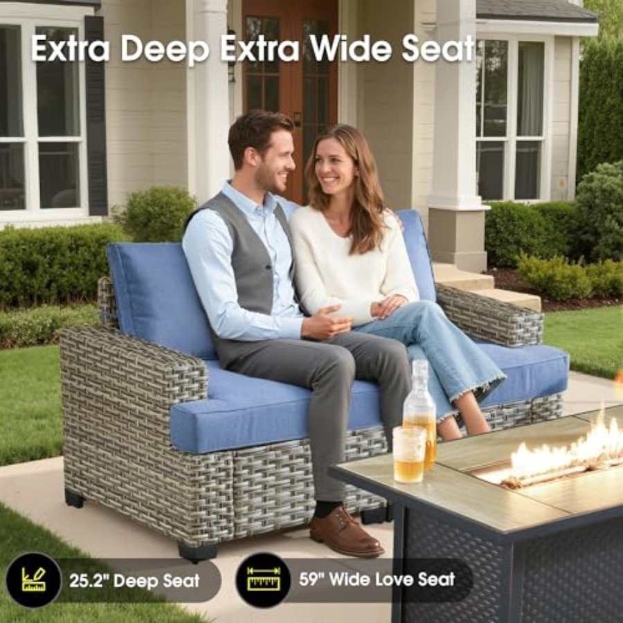 طقم أثاث خارجي مقطعي للشرفة مع - مراجعة Outdoor Furniture With Fire Pit وسعره