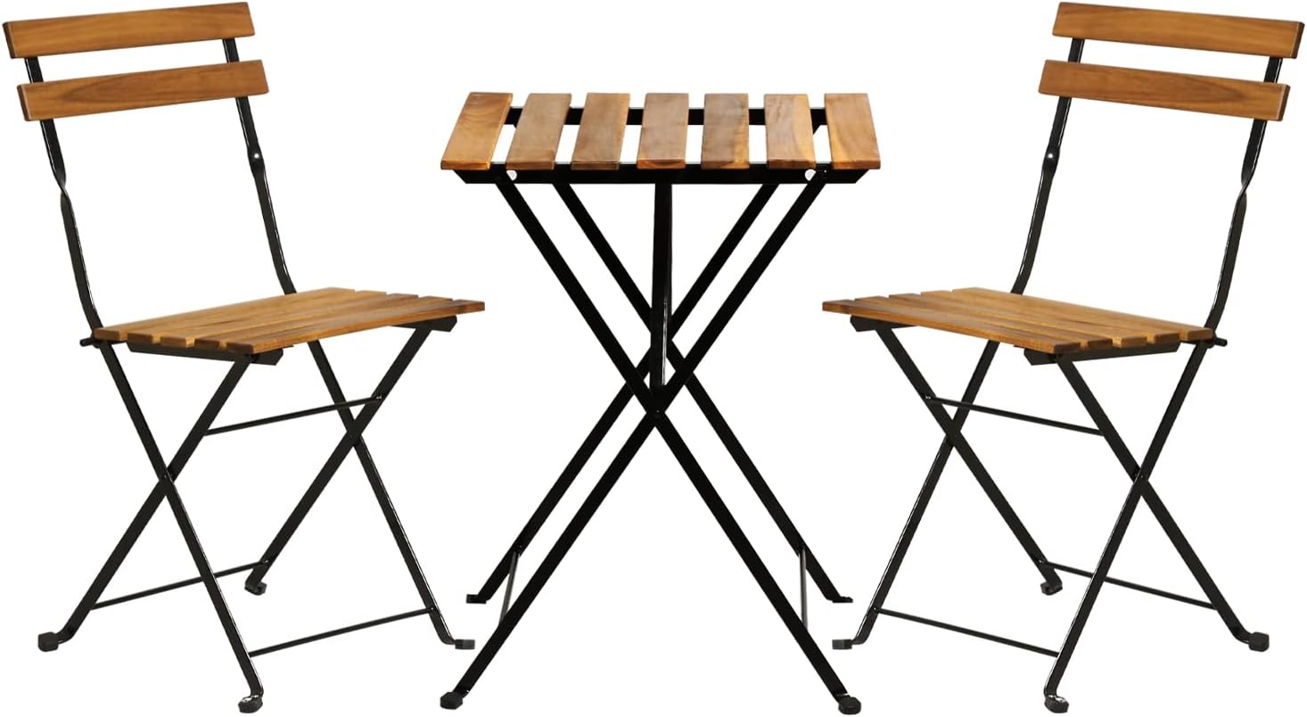 طقم بيسترو خشبي طبيعي قابل للط - مراجعة Outdoor Furniture Table And Chairs وسعره