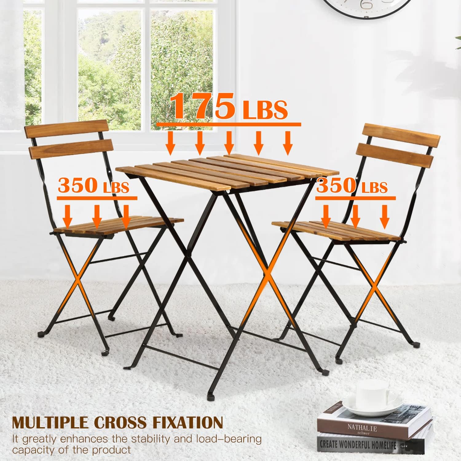 طقم بيسترو خشبي طبيعي قابل للط - مراجعة Outdoor Furniture Table And Chairs وسعره