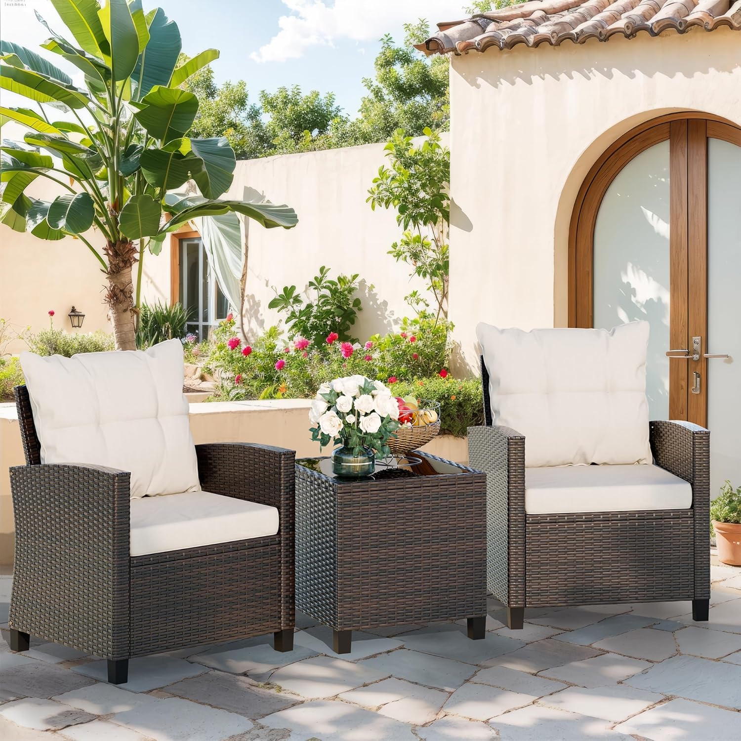 طقم بيسترو من الخيزران المضغوط - مراجعة Outdoor Furniture Balcony وسعره