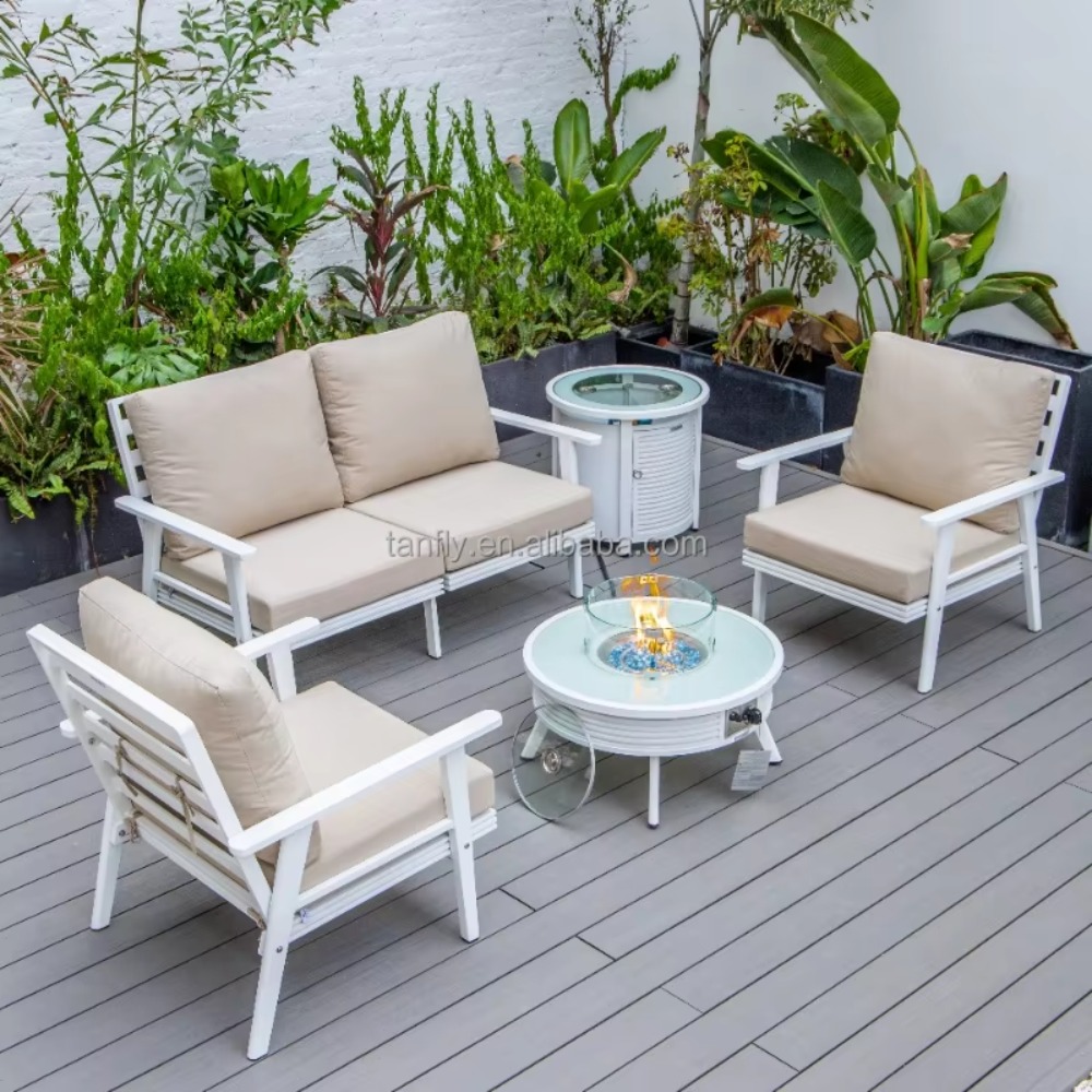 طقم أثاث خارجي للفنادق والفلل، - مراجعة Outdoor Furniture With Fire Pit وسعره