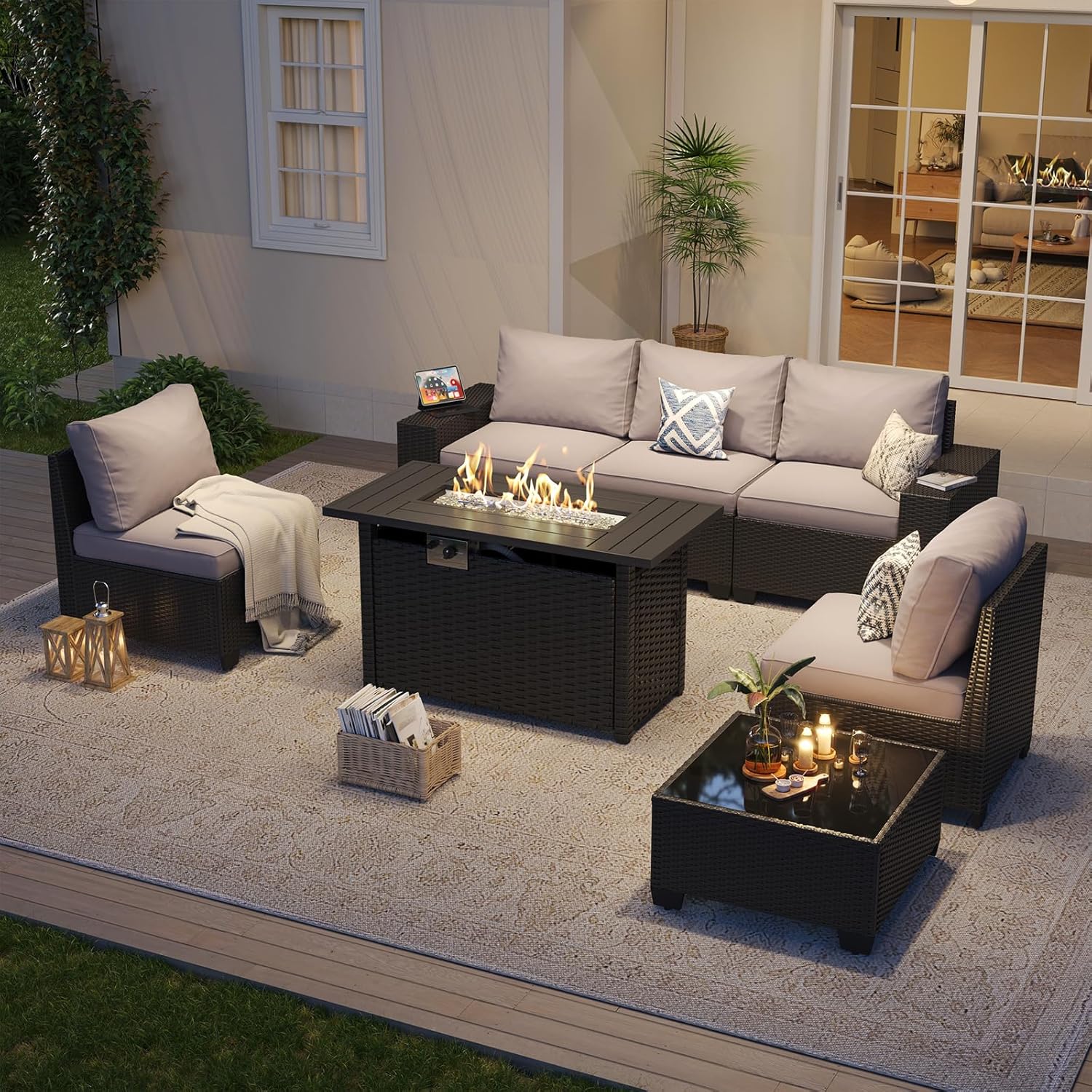 طقم أثاث خارجي للفناء مع طاولة - مراجعة Outdoor Furniture With Fire Pit وسعره