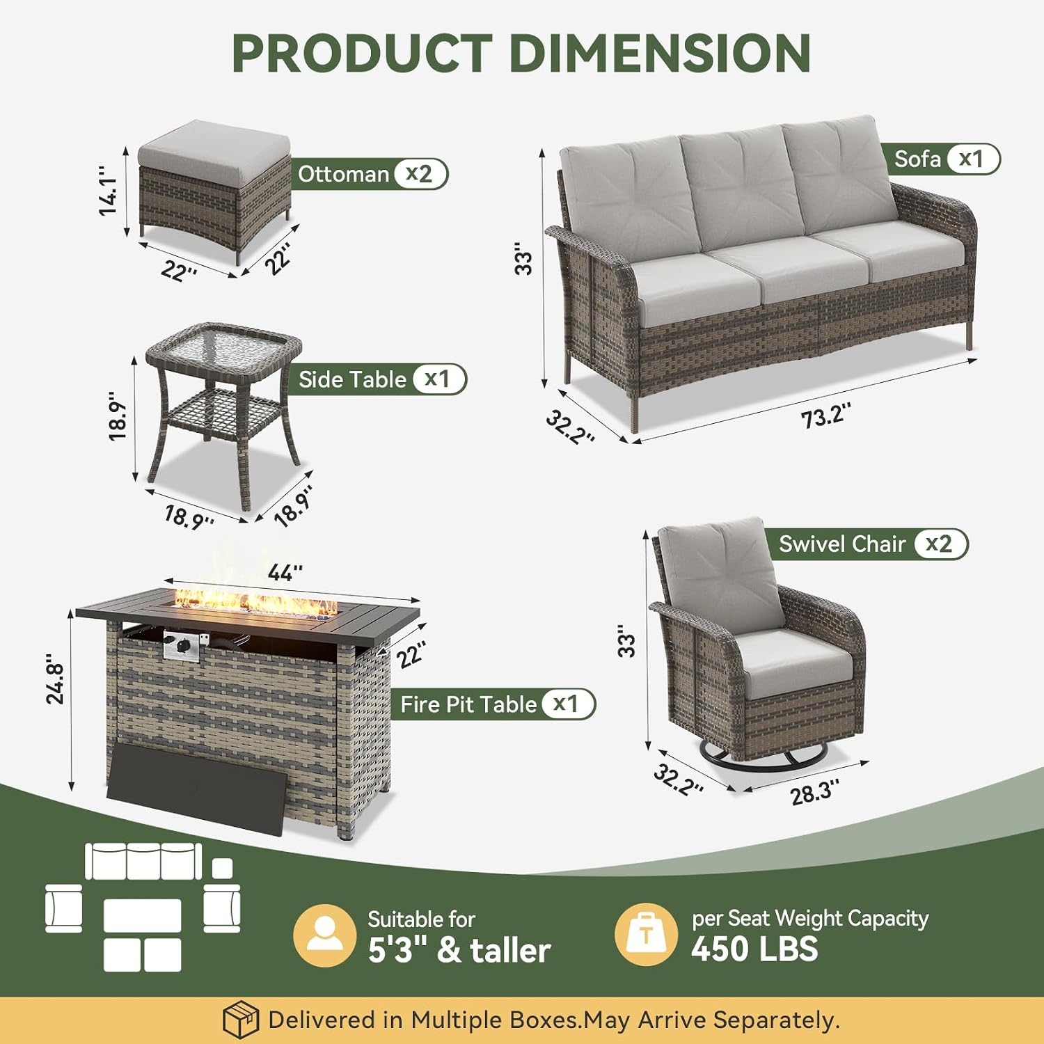 طقم أثاث خارجي من الخوص مكون م - مراجعة Outdoor Furniture With Fire Pit وسعره