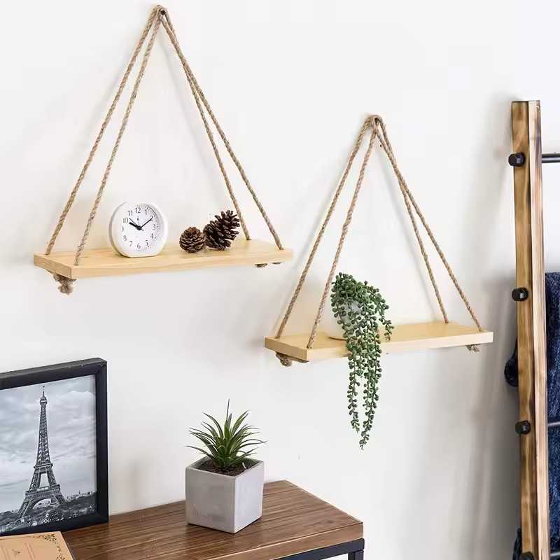 رف خشبي عائم مبتكر مع حبل تعلي - مراجعة Outdoor Furniture Rope وسعره