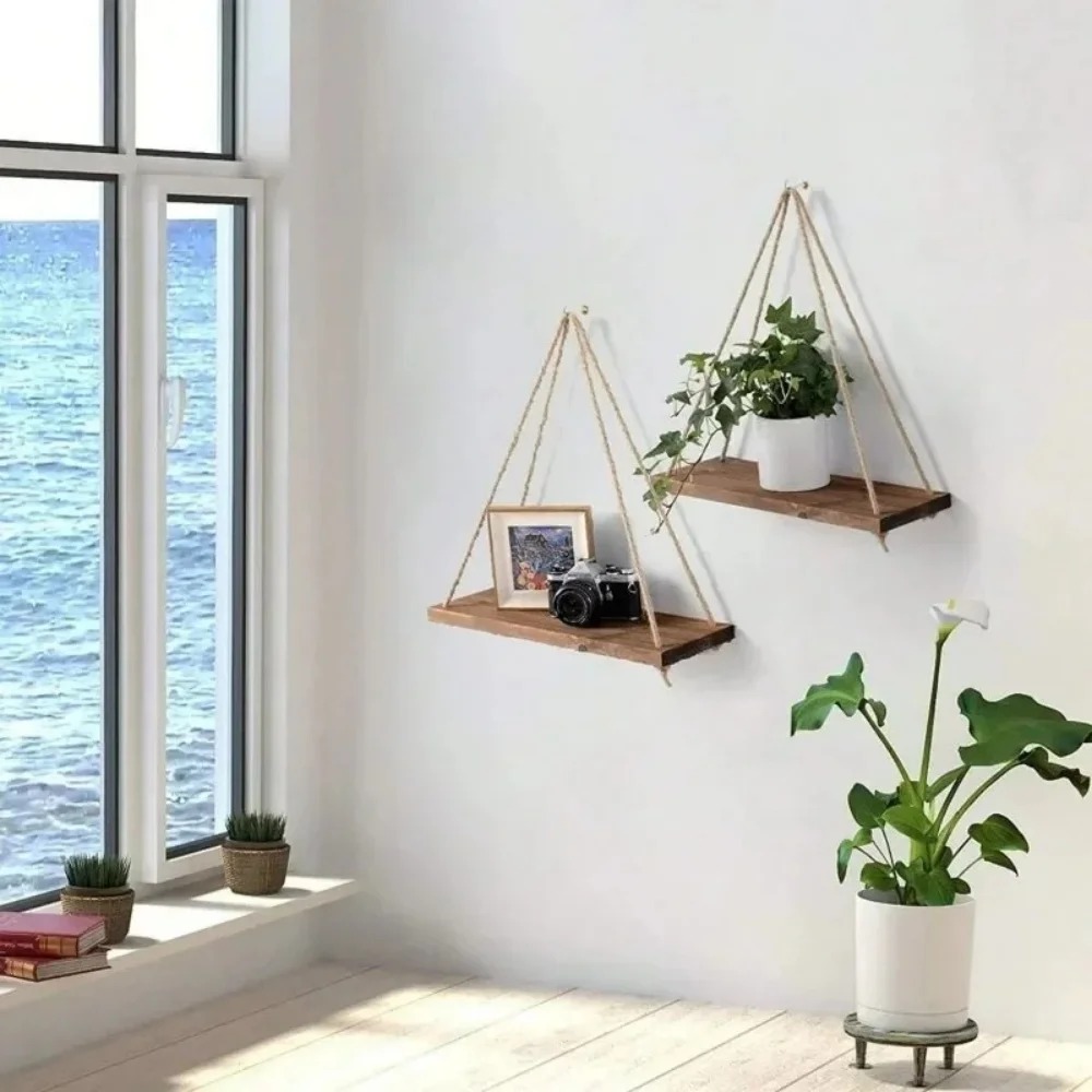 رف خشبي عائم مبتكر مع حبل تعلي - مراجعة Outdoor Furniture Rope وسعره