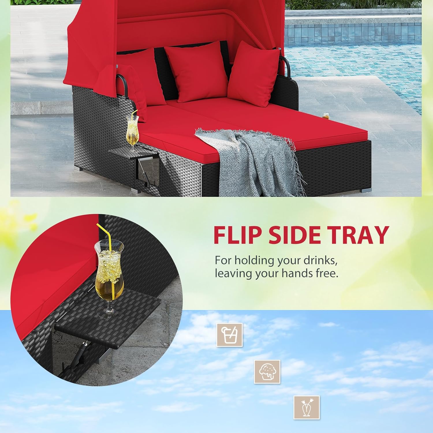 سرير نهاري خارجي من الروطان لش - مراجعة Outdoor Daybed Sofa وسعره