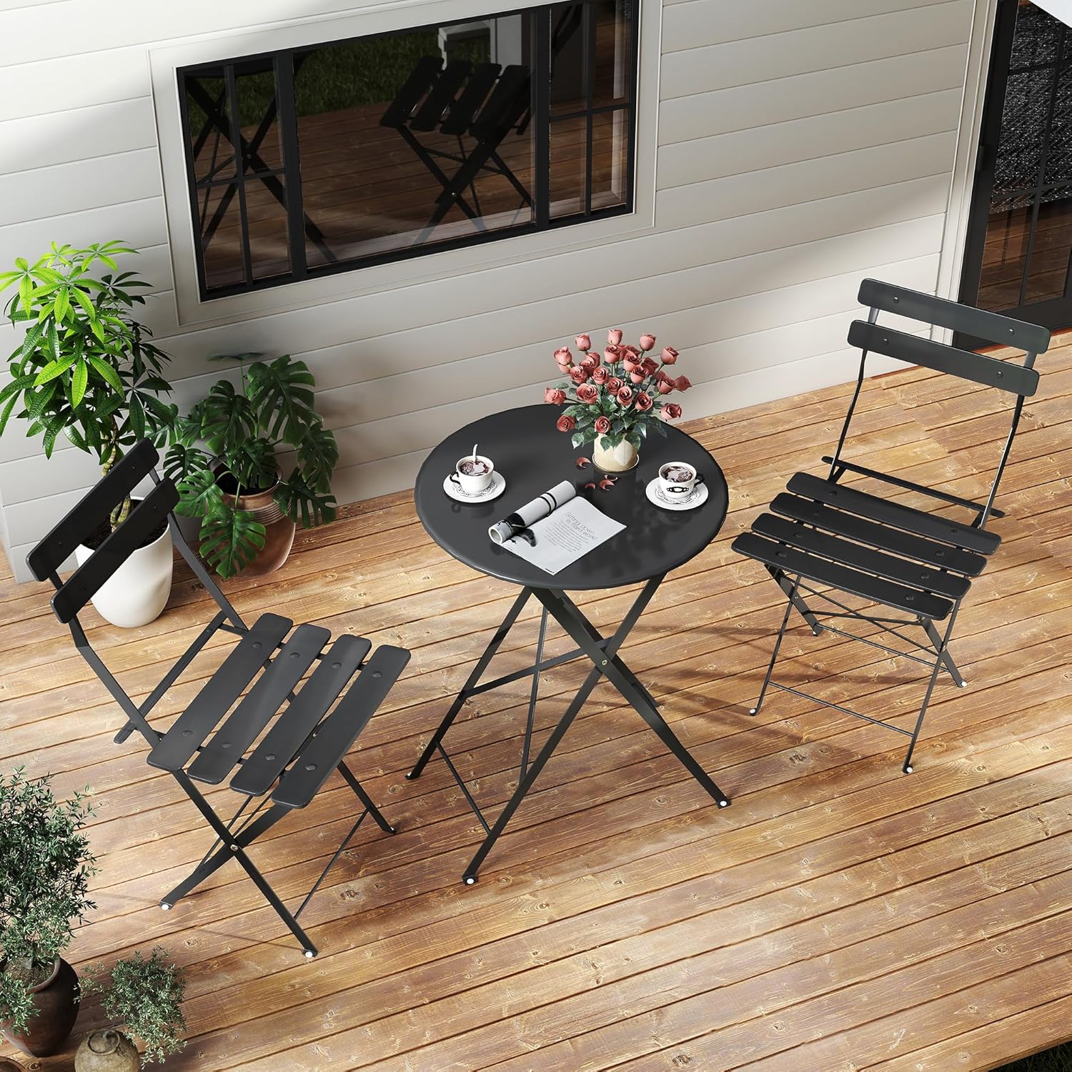 طقم بيسترو خارجي قابل للطي من  - مراجعة Outdoor Furniture Table And Chairs وسعره