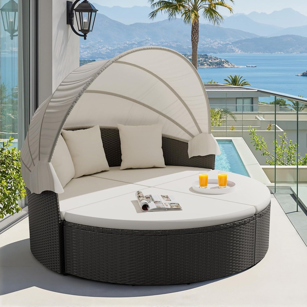 سرير نهاري دائري خارجي من الخي - مراجعة Outdoor Daybed Sofa وسعره