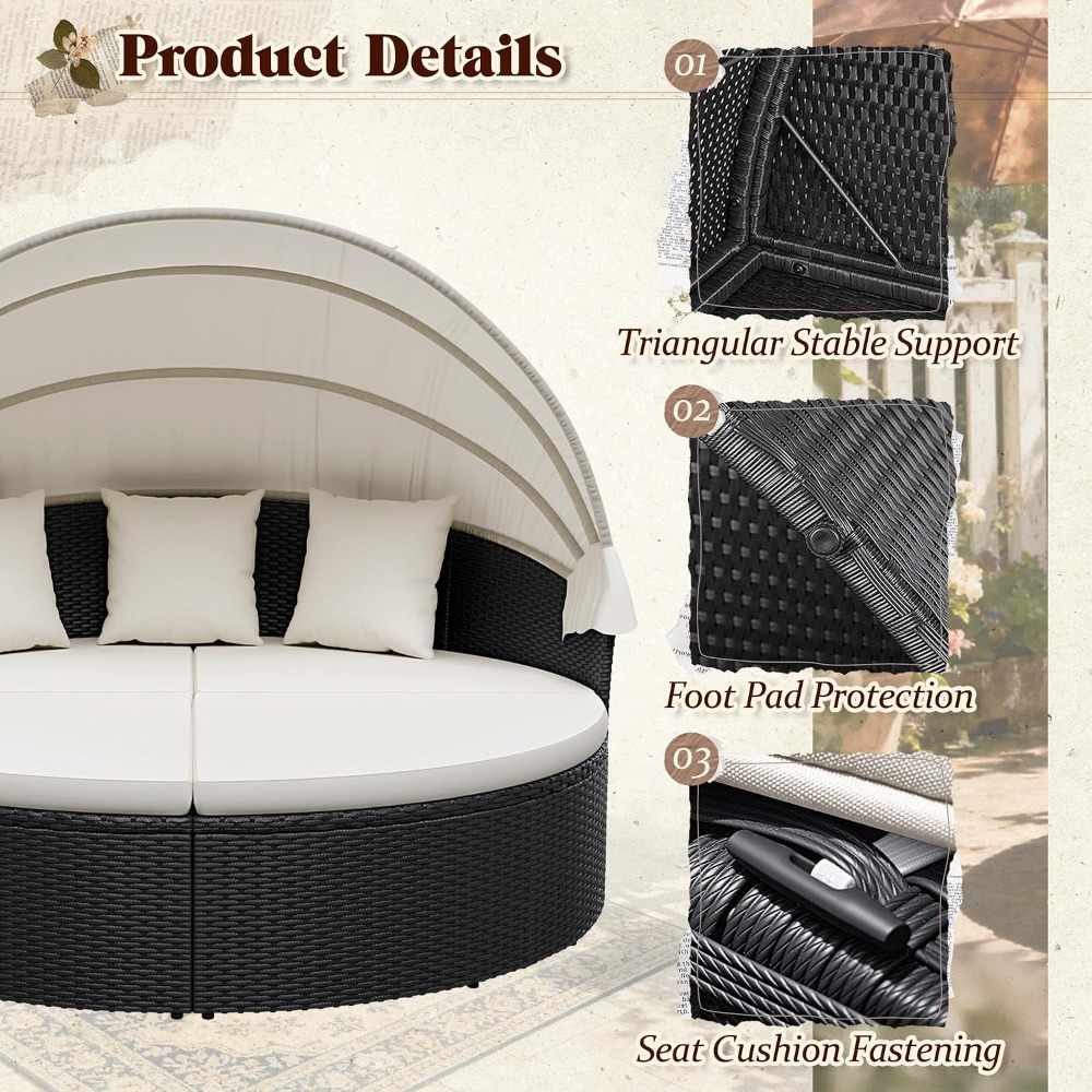 سرير نهاري دائري خارجي من الخي - مراجعة Outdoor Daybed Sofa وسعره